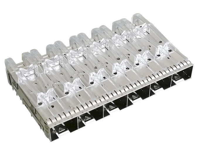 درگاه چند ضلعی Fit SFP Socket SFP Cage Connector 1x6 Port with EMI Finger Finger را فشار دهید