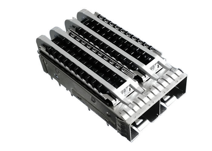 مطبوعات Fit 2 Ports Ganged SFP Cage قفس با لوله لامپ های سبک